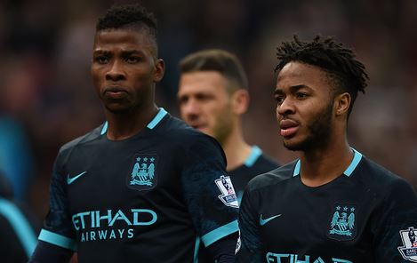 Kelechi (left) and Raheem (right) look on in disappointment after City's most recent defeat, away v Stoke last Saturday