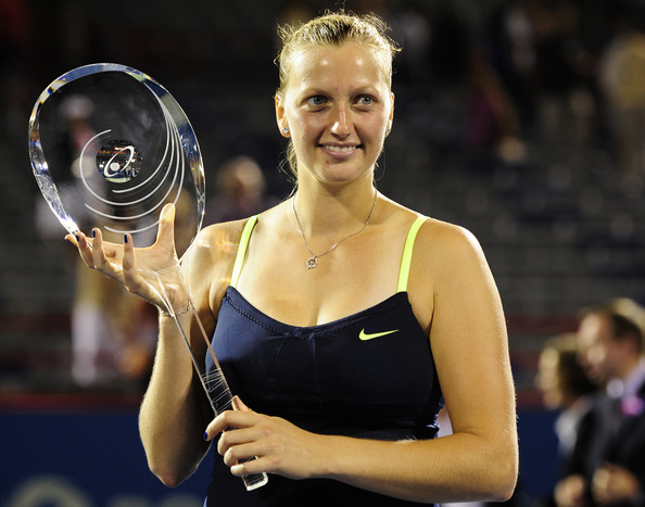 Kvitova posing with the Rogers Cup trophy in 2012 (Photo by Robert Laberge / Source : Getty Images)