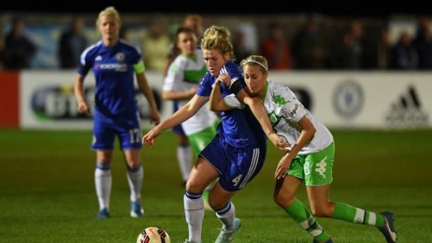 An out-of-season Chelsea fell to an in-season VfL Wolfsburg in the knockout stages of last season's UEFA Women's Champions League. (Photo: Chelsea LFC)