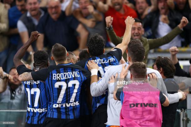 Celebración de los jugadores del Inter del gol que les daba la cuarta plaza / Foto: gettyimages