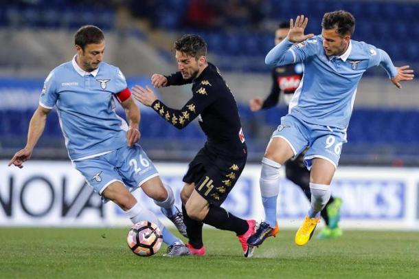 Un'azione di Lazio-Napoli | fonte: ANSA