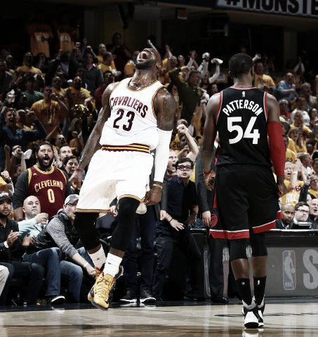 LeBron James celebrates after extending a commanding Cavalier lead. (Nathaniel S. Butler/NBAE/Getty Images)