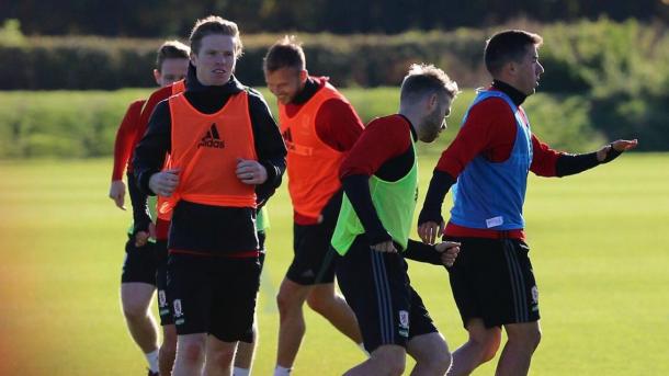 Grant Leadbitter trains with Middlesbrough's first team for the first time this season | Photo: MFC.co.uk