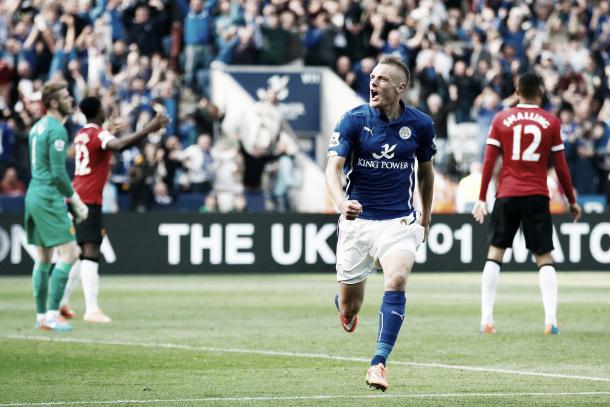 Vardy festeja uno de los goles de aquel partido | Foto: Premier League
