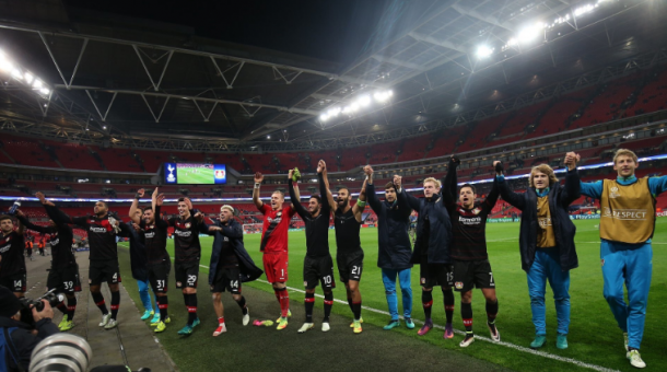 Los jugadores del Leverkusen celebra la victoria tras el encuentro | Foto: Bayer Leverkusen