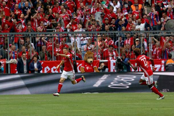 Lewandowski was jubilant after his goal (photo: FC Bayern Twitter)