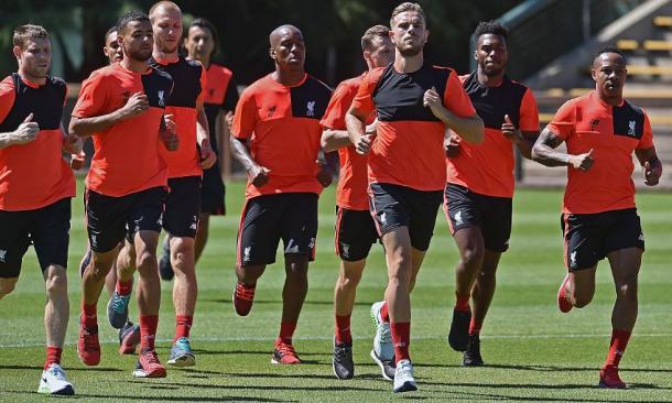 Other England players, such as Henderson, Clyne and Sturridge (all furthest to the right) are back in training - Photo: Getty