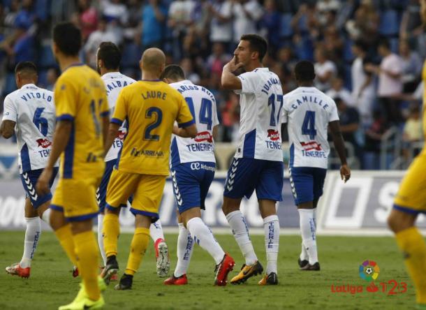 Celebración de Juan Carlos en su gol | Fuente: www.laliga.es