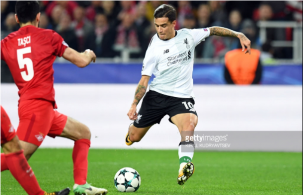 Coutinho logró el gol del empate para el Liverpool en Moscú | Foto: Getty Images
