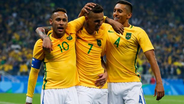 Neymar, Luan and Marquinhos. | Image credit: Getty Images