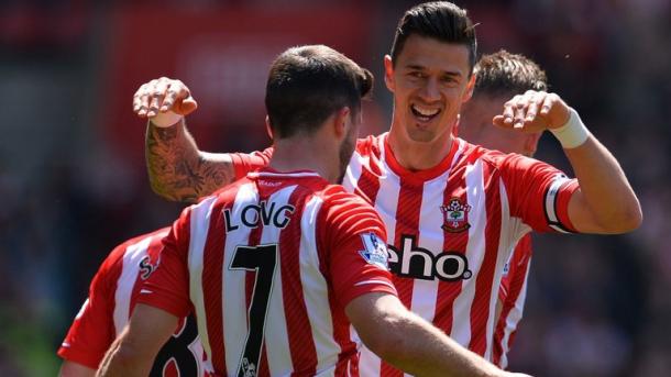 Long and Fonte celebrate one of Saints' goals. (Picture: Getty)