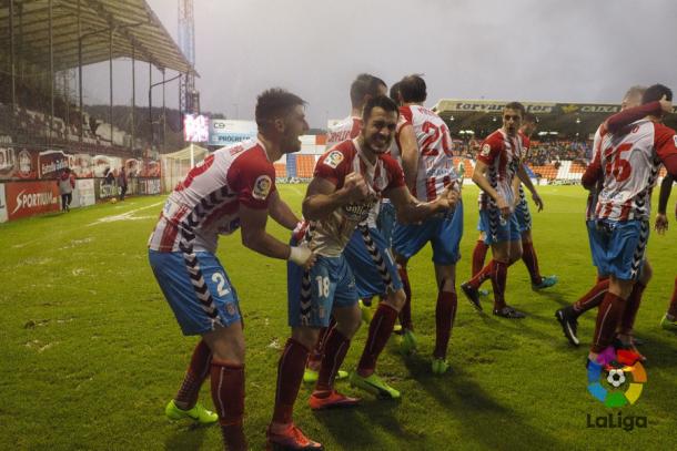 Los jugadores del Lugo celebrando un gol | Foto:LaLiga