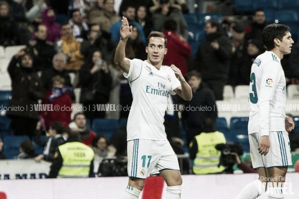 Lucas celebra su gol con el Real Madrid I Foto: Daniel Nieto (VAVEL)