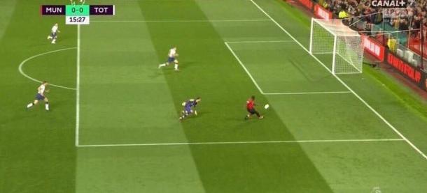 Lukaku missed this chance vs Spurs | Photo: Canal+ screengrab via Twitter