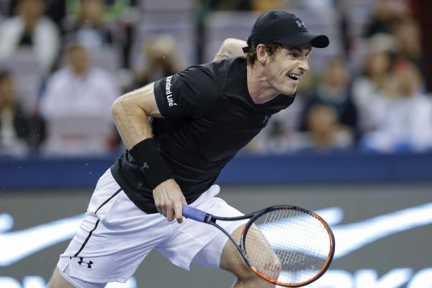 Murray chases down a drop shot (Photo by Lintao Zhang/Getty Images)