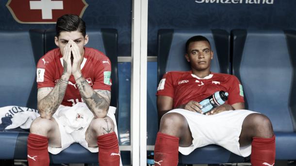 Jugadores suizos lamentándose por la derrota. |Fuente: FIFA.com