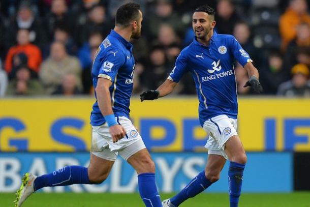 Riyad Mahrez celebrates his winning goal in the last league game between the two at the KCOM Stadium | Photo: Getty