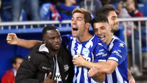 Manu García celebra su gol ante el Real Madrid (1-0, 2018) / Foto: Deportivo Alavés