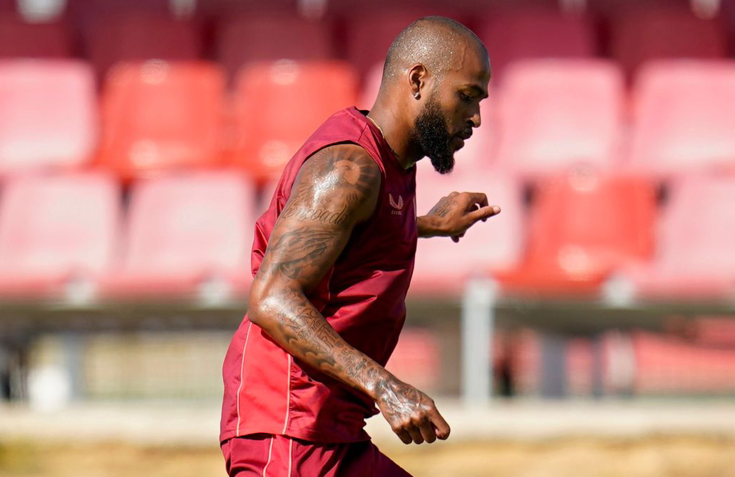 Marcao en un entrenamiento previo a su lesión. Fuente: web Sevilla FC