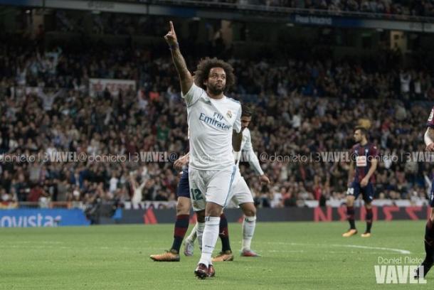 Marcelo celebra un gol contra el Eibar/ Foto: Vavel