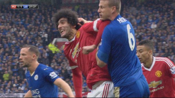 Marouane Fellaini and Robert Huth were both banned by the FA for three matches for these actions. | Source: SkySports