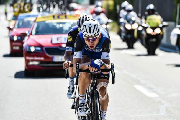 Tony Martin tira de su compañero Alaphilippe durante una etapa del pasado Tour | Foto: Tour de France