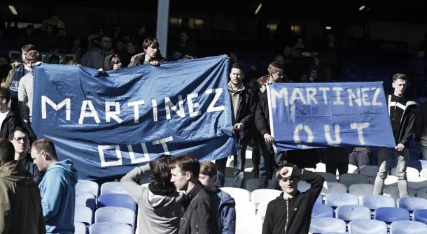 Everton fans protest at the final whistle against Bournemouth at Goodison Park. | Image: Getty Images