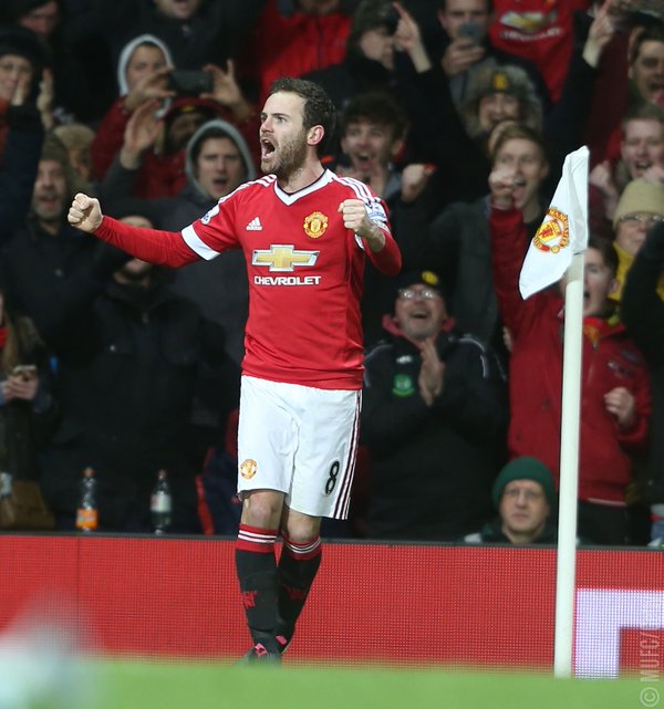 Juan Mata celebrating his goal against Watford | Source Manchester United