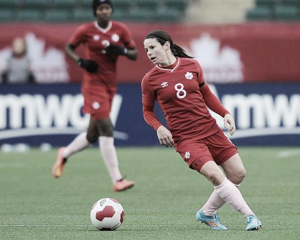 Diana Matheson with the Canadian women's national team | Photo: Derek Leung, Getty Images