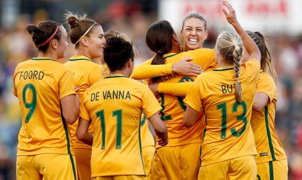 the Matildas celerbrate a goal//Source:nibstadium.com