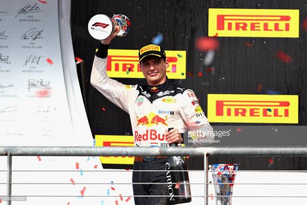 Max Verstappen en el podio del Gran Premio de los Estados Unidos. Foto: Getty Images.