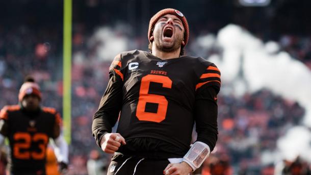 Baker Mayfield yells before a game against the Cinncinati Bengals | Photo: Naji Saker of The News-Herald