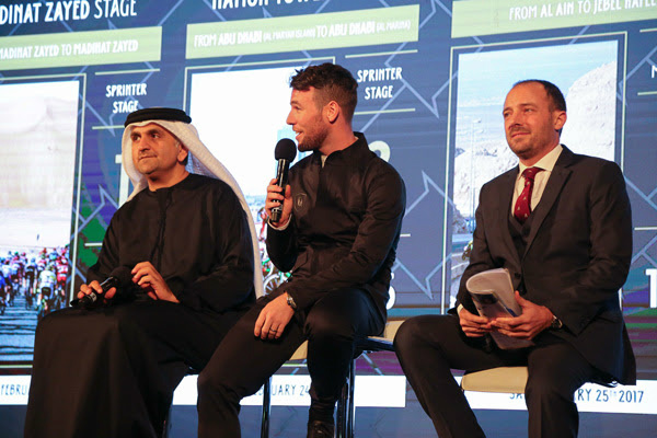 Mark Cavendish oggi, durante la presentazione della corsa. Fonte. Abu Dhabi Tour