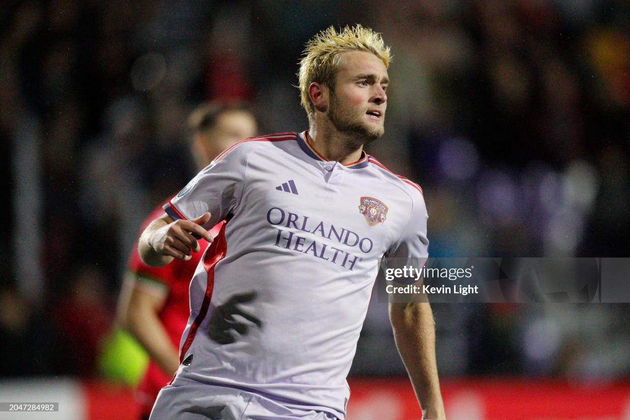 Duncan Mcguire #13 of Orlando City SC looks on against of Cavalry FC during leg one of the Concacaf Champions Cup at Starlight Stadium on February 21, 2024 in Langford, Canada. (Photo by Kevin Light/Getty Images)