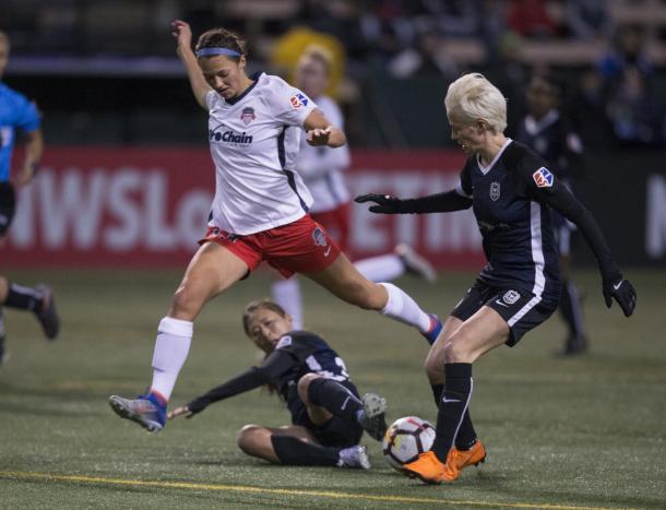 Megan Rapinoe in the first match of 2018 for Seattle l source: Reignfc.com