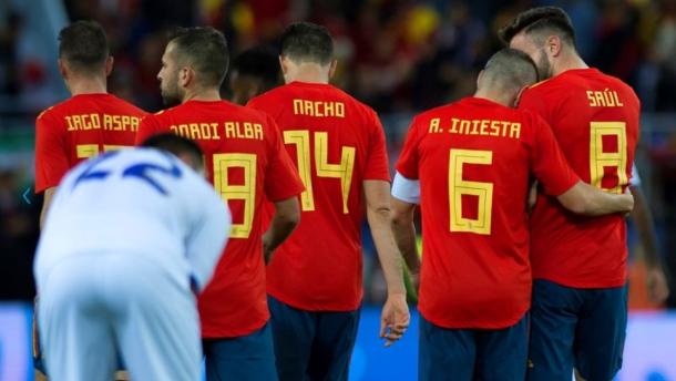 Los futbolistas de la selección española en el partido contra Costa Rica I Foto: FIFA