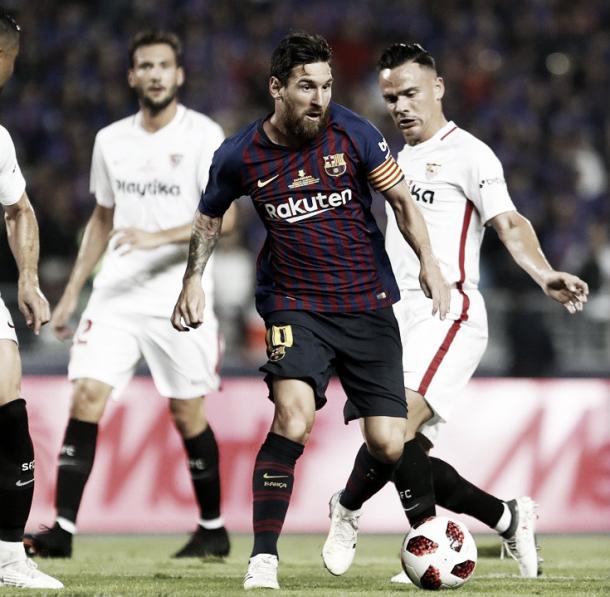 Leo Messi, en el encuentro de la Supercopa de España frente al Sevilla / Fuente: FC Barcelona