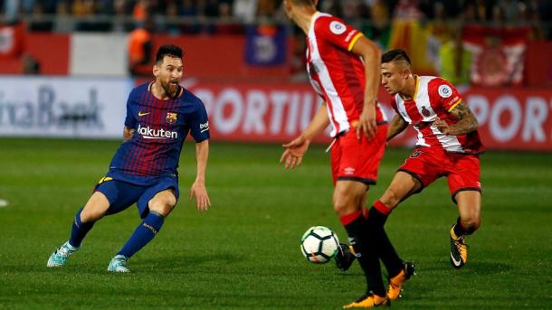 Leo Messi en acción en Montilivi / Foto: FC Barcelona