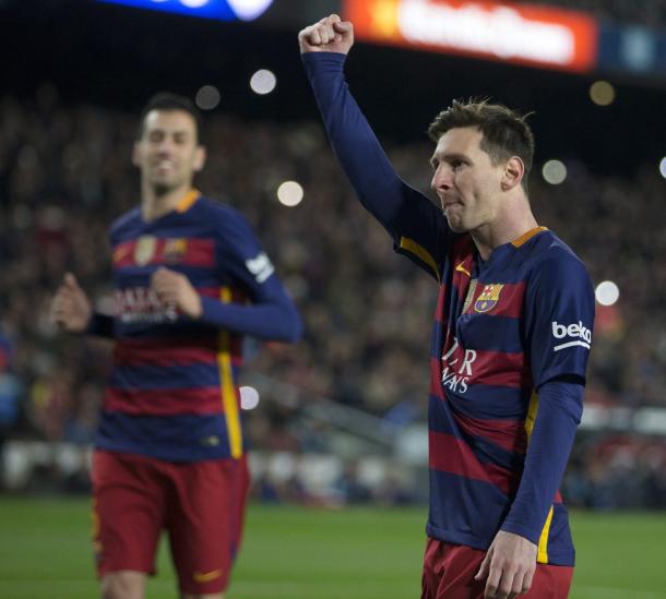 Messi celebrating penalty goal. | Photo: Diario AS