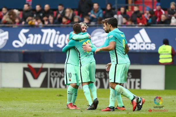 Messi y Alba celebrando el segundo gol azulgrana | Foto: LaLiga