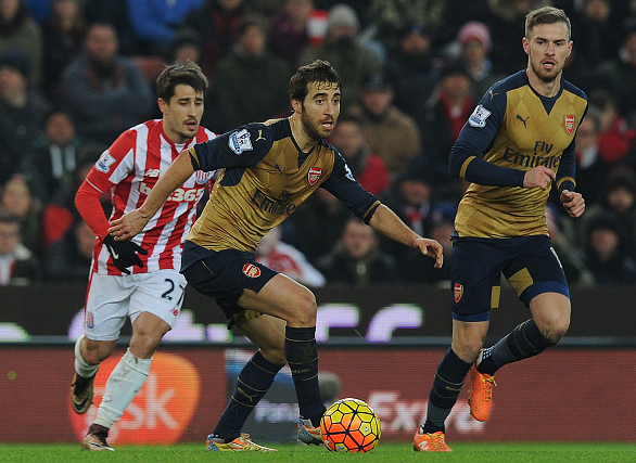 Flamini driving forward with possession v Stoke | Image: Getty 