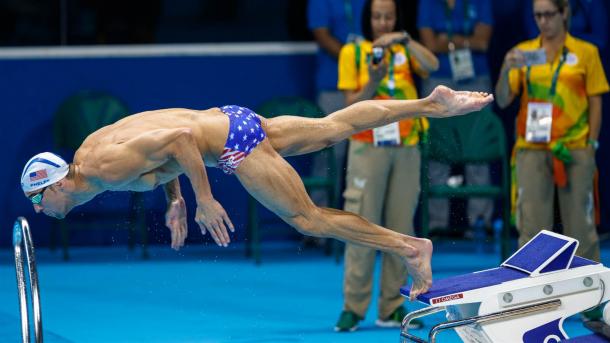 Michael Phelps em treinamento na piscina do Estádio Aquático Olímpico (Foto: Gabriel Heusi/Rio 2016)