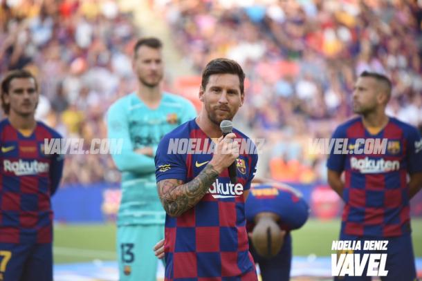 Leo Messi habalando en el Gamper. FOTO: Noelia Déniz.
