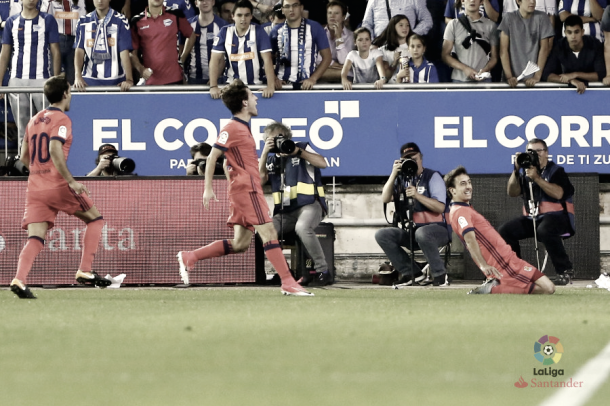 Oyarzabal estrenó el marcador ante el Alavés / Foto vía La Liga