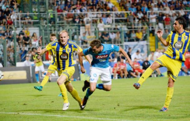 Il gol di Milik contro il Trento - Foto Getty Images