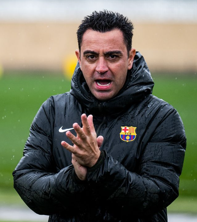 Xavi Hernández en uno de los entrenamientos previos al enfrentamiento del martes // Foto: FCB