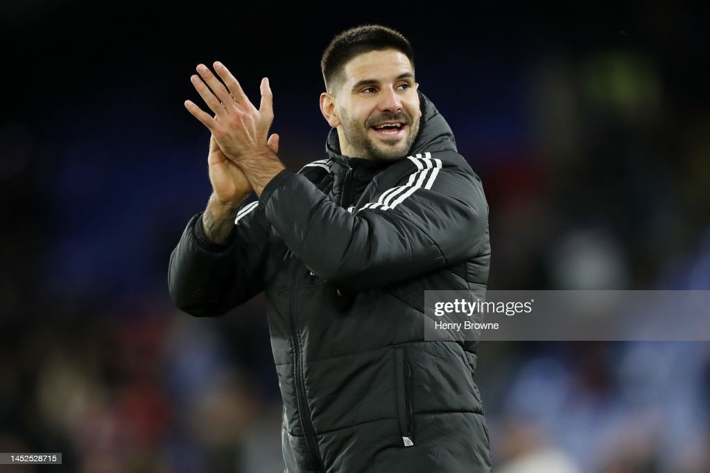 Mitrovic applauding the fans at full time. (Photo by Henry Browne/Getty Images)