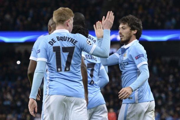 City players celebrate during an enthralling win in midweek (Image: Mirror)