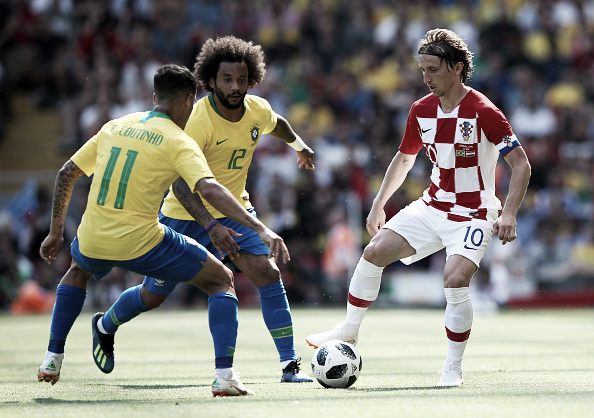 Modric em ação contra o Brasil em Liverpool (Fonte:Getty Images)