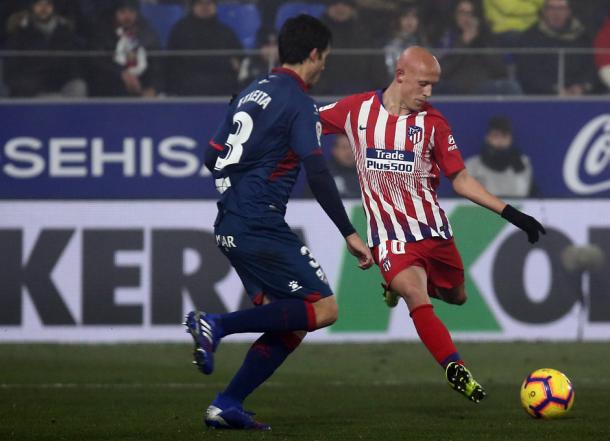 Víctor Mollejo también se estrenó con la rojiblanca y dispuso de una ocasión para debutar con gol. Foto: Web oficial Atlético de Madrid